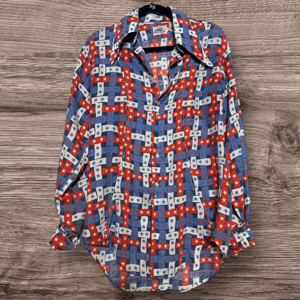 Patriotic Panache: Vintage Riverboat by Moss Men's Button-Down